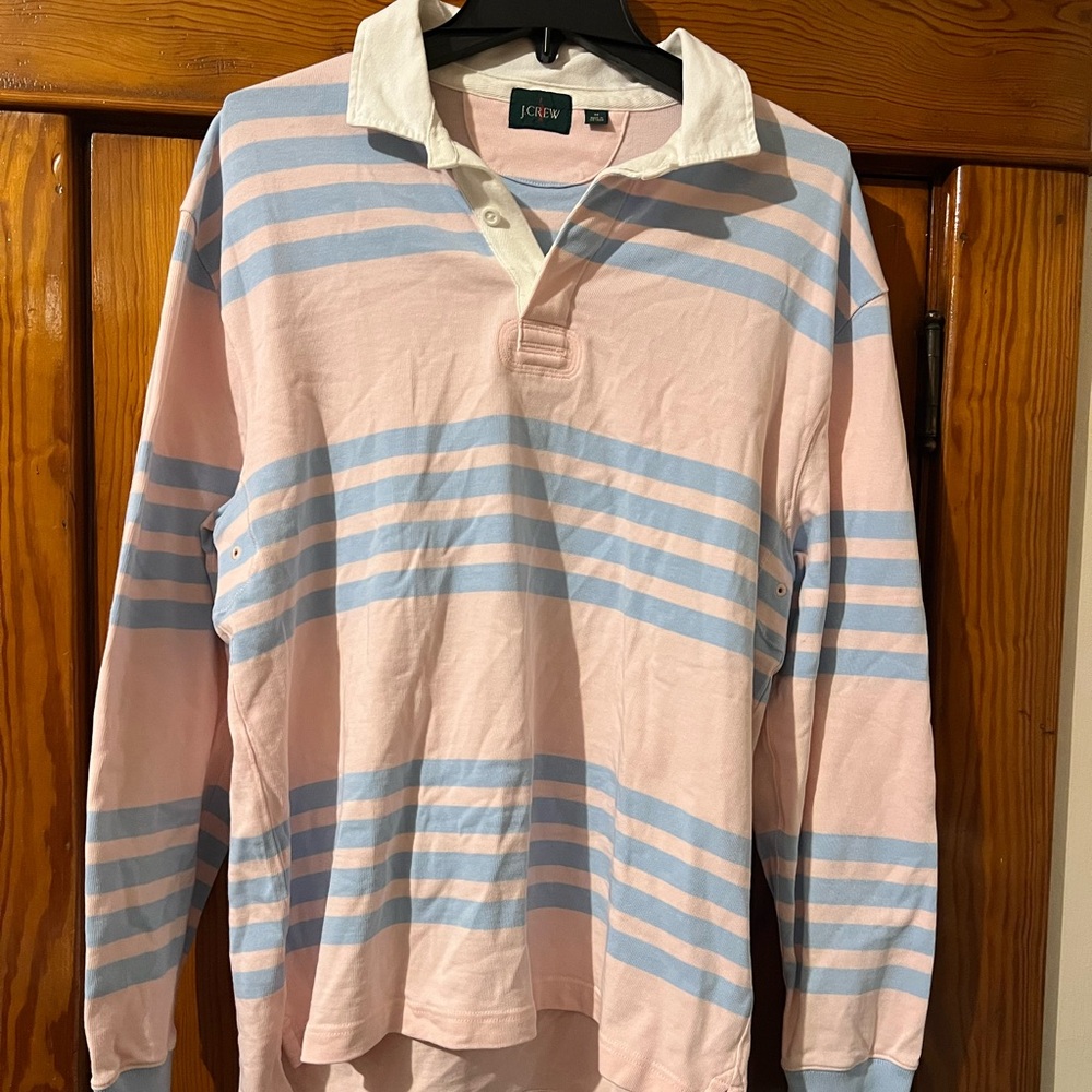 J. Crew Pink and Blue Striped Polo Shirt